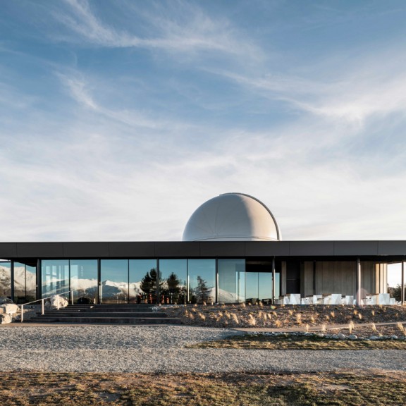 Exterior of Dark Sky Project Building with observatory dome