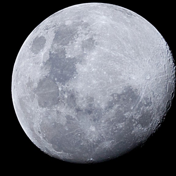 Close up view of the moon shimmering in the night sky